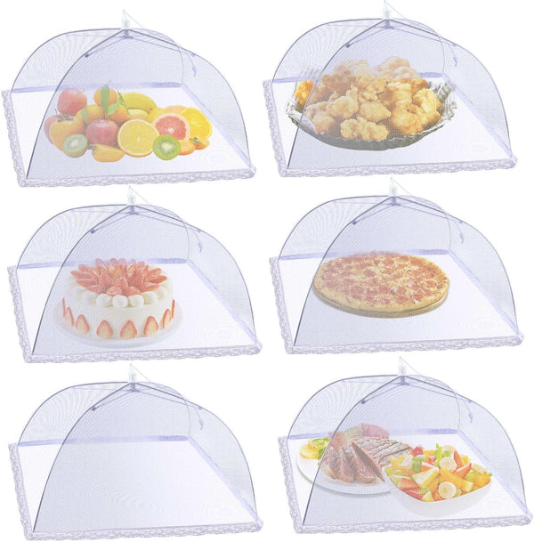 (6 Pack) ESFUN Food Net Covers for Outside, 17"x 17" Large Outdoor Mesh Screen Tents for Picnics
