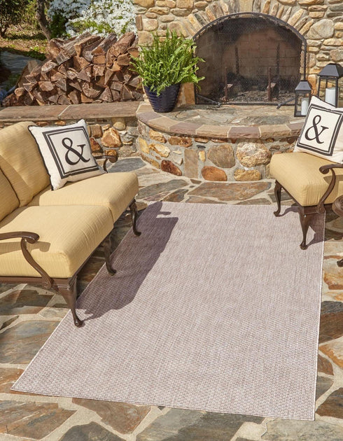 Unique Loom Collection Casual Transitional Solid Heathered Area Rug (2' x 3' 1" Rectangle, Beige/Ivory) Indoor/Outdoor
