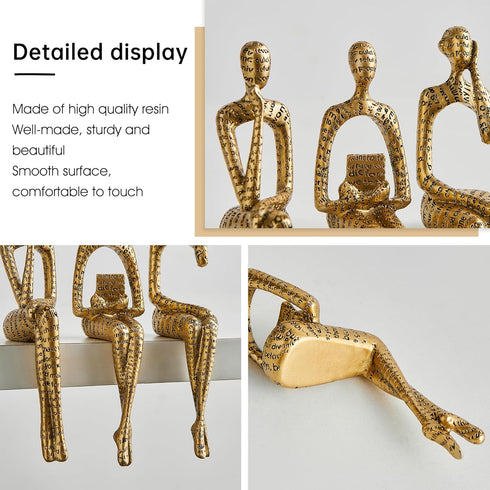 Octdays Gold Decor Thinker Statue, Abstract Art Sculpture Coffee Table & Bookshelf Decor Accents, Modern Living Room