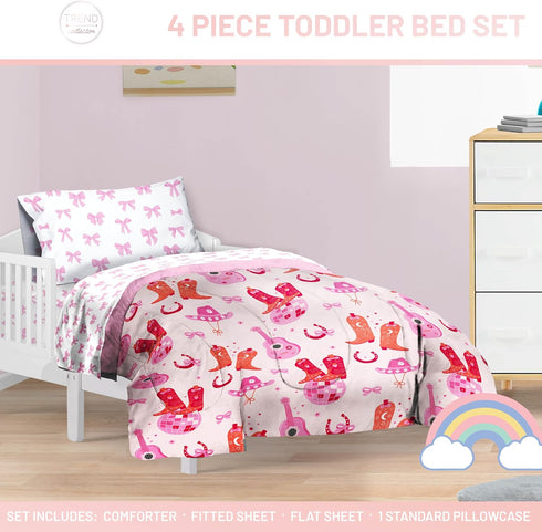 Set Cozy Set 4 Jay Franco Kids Comforter Includes Sheets and Pillow Covers - Soft and Bed for Stylish Room Decor, Pink
