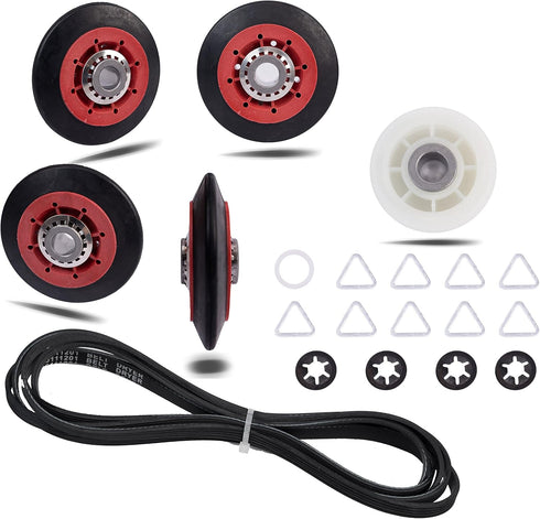 Dryer Repair Kit Drum Roller Idler Pulley Belt for Maytag 3000 Series MEDE500VW1 MEDE300VW1 MEDC215EW1