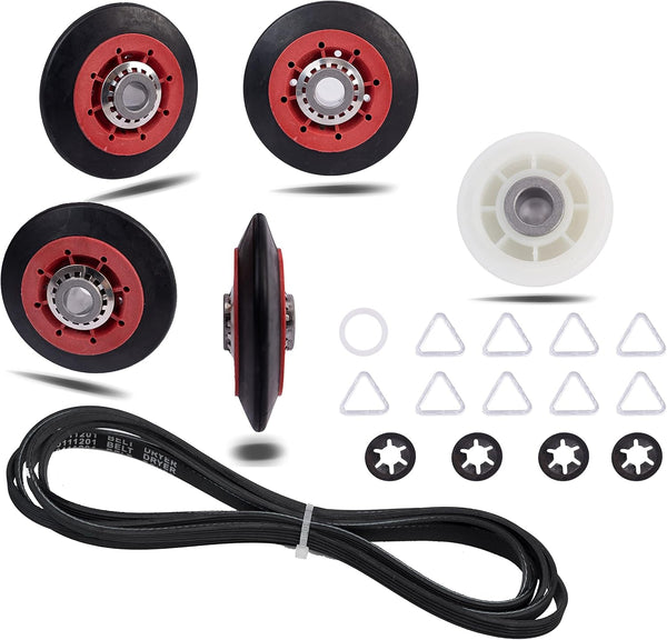 Dryer Repair Kit Drum Roller Idler Pulley Belt for Maytag 3000 Series MEDE500VW1 MEDE300VW1 MEDC215EW1