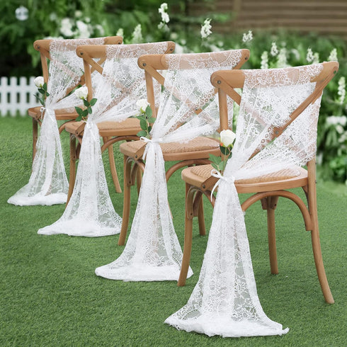 B-COOL White Lace Table Runner, 14 X 120 Inch Vintage Floral for Rustic Wedding Reception