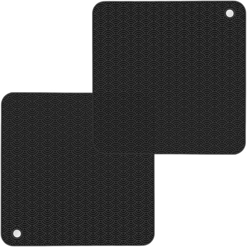 Silicone Trivets Mats for Hot Pots and Pans, Non-Slip Heat Resistant Hot Pads Set of 2, Black