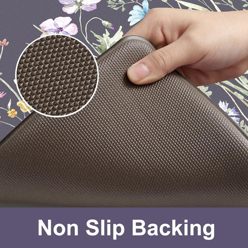 KIMODE Anti Fatigue Kitchen Mat, Non-Slip Farmhouse Floral Kitchen Rugs for Floor Sink and Office