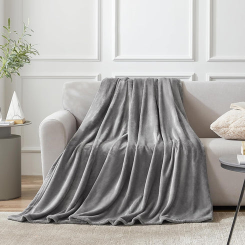 Hansleep Fleece Throw Blanket, Super Soft Flannel Fuzzy Grey, Plush Cozy Blanket for All Seasons, 50x60 Inches
