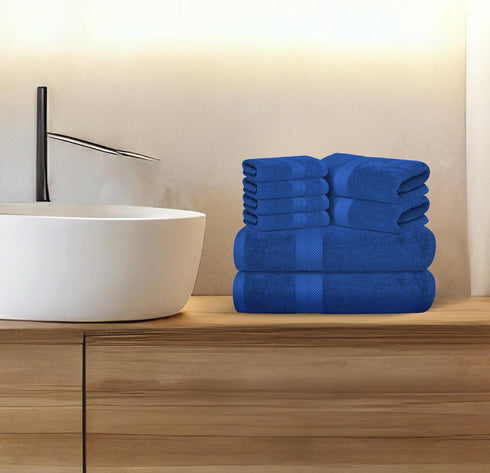 8 Set, 2 2 4 600 100% Avalon Towels Luxury Piece Blue Towels Bath Towels, Hand Towels and Washcloths, GSM Ring Spun