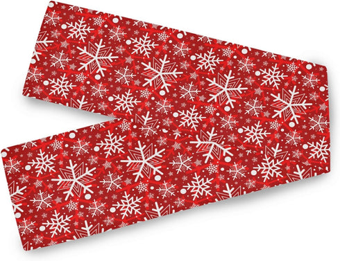 Winter Snowflake Red Table Runner, 70 Inches Christmas Snowflakes for Dining Table Kitchen Holiday Decor