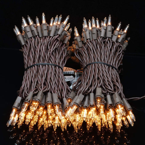 YULETIME Clear Christmas Lights with Brown Wire, 66 Feet 200 Count, Pack of 2 Sets 33 Ft Mini Light Set