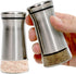 Willow & Everett Salt and Pepper Shaker Set - Stainless Steel & Glass with Adjustable Pour Dial for Spices