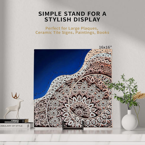 8 Inch Large Plate Stands for Display, Metal Square Wire Holder for Book, Platter, Photo, 2 Pack