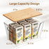 2 Set Criusia Pantry Organizers and Storage with Bamboo Lids, Stackable Clear Bins for Onion, Potato, Fruit