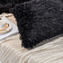 JAUXIO Long Faux Fur Soft Decorative Pillowcase, Set of 2 Velvet Shaggy Cushion Covers (20X26 Inches, Black)