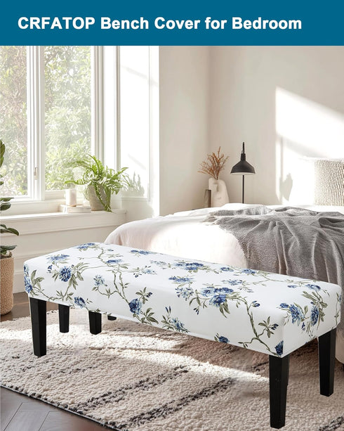 Kitchen,02 CRFATOP Printed Dining Bench Cover Rectangle Bench Seat Cushion Slipcovers Stretch Removable Washable
