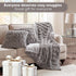 Set 2 50"x 60" Comfort Spaces Ruched Faux Fur Plush Throw Blanket and Pillow with Matching Square Pillow Covers Sofa