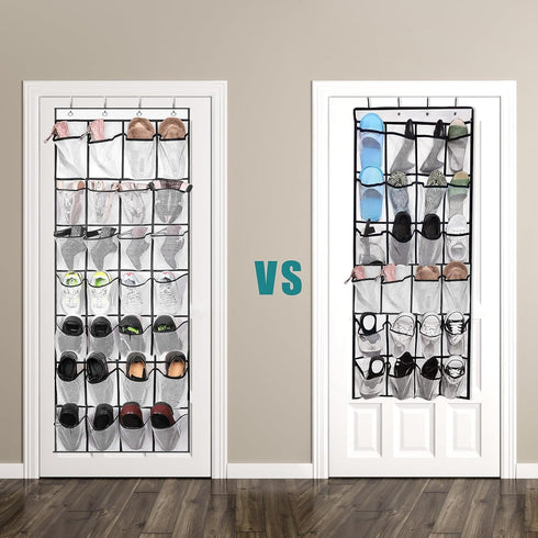 28 Large Pockets Over The Door Shoe Organizer, Premium Clear Rack for Closet, Shoes Hanger Storage Holder