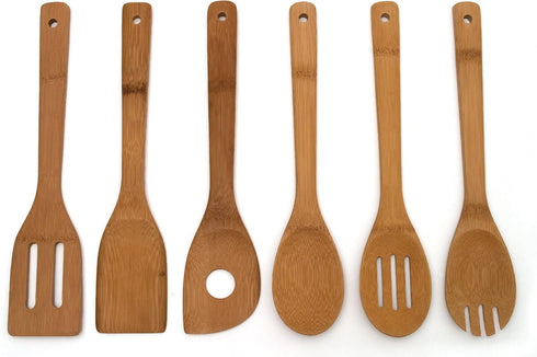 Lipper International 826 Bamboo Wood Kitchen Tools, 6-Piece Set in Mesh Bag
