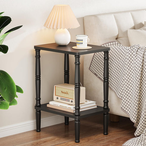 LUCKNOCK Small Side Table for Small Spaces, Vintage End Table, Narrow Couch Side Table with Storage, Skinny Nightstand