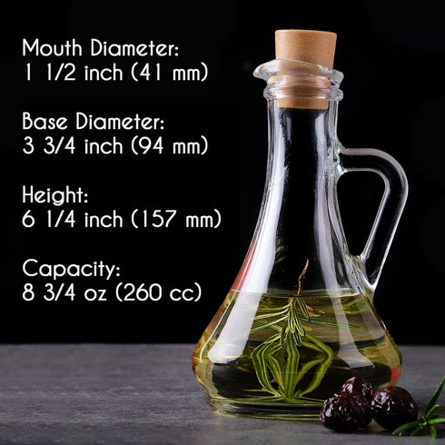 Set, Set 2 Set, Set 2 Crystalia Olive Oil and Vinegar Dispenser Handmade Oil and Vinegar Cruet of with Cork Stopper