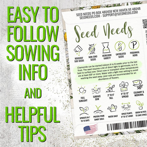 (1 Pack) Seed Needs Roman Chamomile Seeds for Planting - Non-GMO, Heirloom & Untreated - Grow a Home Grown Medicinal
