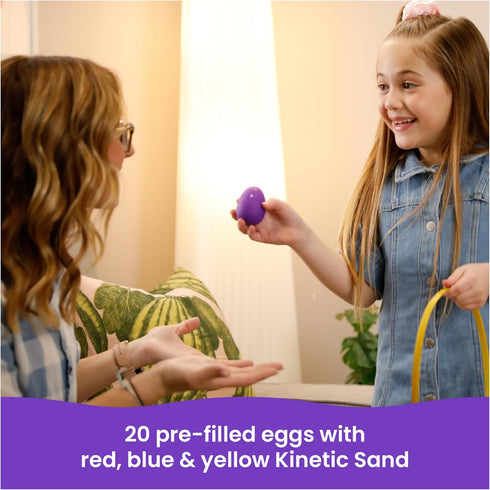 20-Pack 3.3lbs 3 Kinetic Sand, Eggs with Red, Yellow & Blue Play Sand for Egg Hunts, Party Favors & Goodie Bags