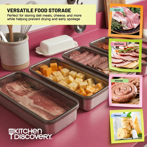 Packaging Kitchen Discovery Stay Fresh Bacon Keeper for Refrigerator Preserves Freshness and Prevents Spoilage No Mess
