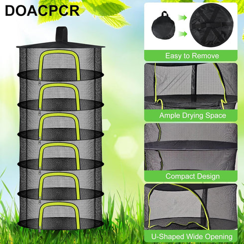 6 Clothes(6 Layers-23.62'') Layer Herb Drying Rack, Herb Drying Rack Hanging Mesh, Foldable Plant Drying Net