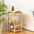 VASMIA 3-Tier End Table, Side Table with Storage Shelf, Bamboo Nightstand Bedside Table for Small Spaces, Bedroom