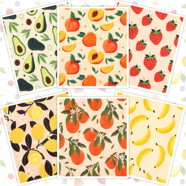 Lucomb Swedish Dish Cloths for Kitchen | 6-Pack Super Absorbent Washable Cleaning