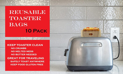 Non-Stick Reusable Toaster Bags (Set of 10), Create Grilled Cheese Sandwiches in Toaster