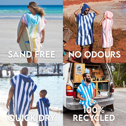 Dock & Bay Adult Poncho - Hooded Towel with Deep Pockets, Changing Robe - Quick Dry - Compact, Lightweight - Includes