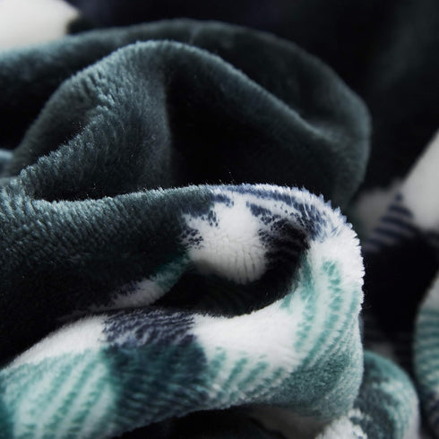 63x87, Tache Forest Green Farmhouse Super Soft Micro Fleece Plaid Patchwork Plush Lightweight Dual-Sided Decorative