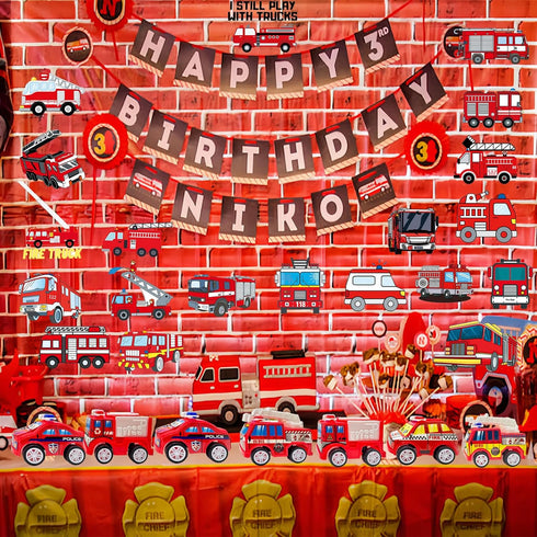 CHSLtmxq Set 110 Fire Truck Party Favors - Pcs with Firefighter Stickers, Slap Bracelets, Drinking Straws & More