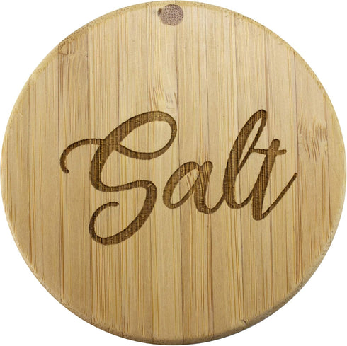Totally Bamboo Salt Cellar with Magnetic Swivel Lid, 6 Ounce Capacity, Salt Engraved on Lid