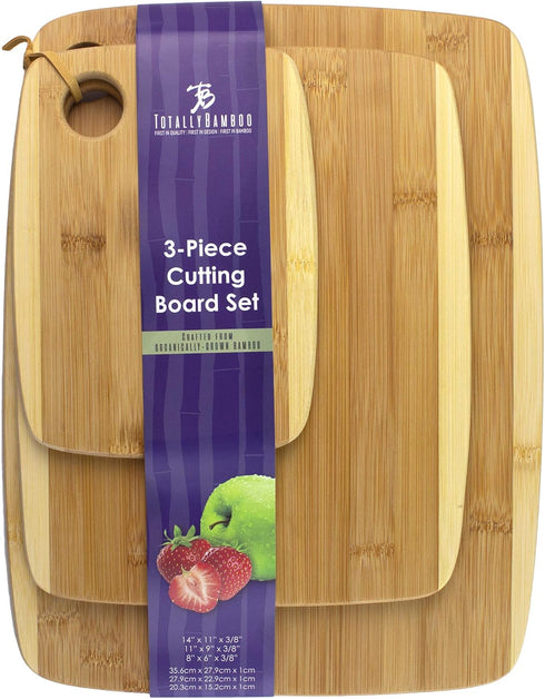 Totally Bamboo 3-Piece Two-Tone Serving and Cutting Board Set