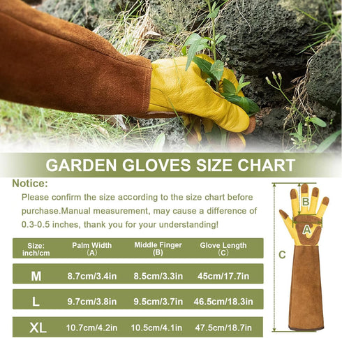 Women Gardening Weeding Gloves, Leather Thorn Proof Garden Glove for Digging, Planting, Pruning