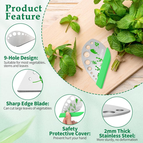 9 Herb Stripper holes, Luxiv Stainless Steel Kitchen Herb Stripping Tool Loose Leaf Kale Razor Metal Leaf Pealer