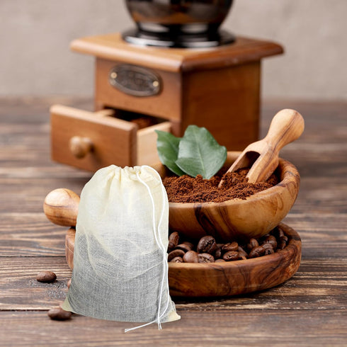 30PCS Spice Bags for Cooking, Reusable Muslin Drawstring Soap Bags for Loose Tea, Cheese Cloth Straining 3x4 Inch