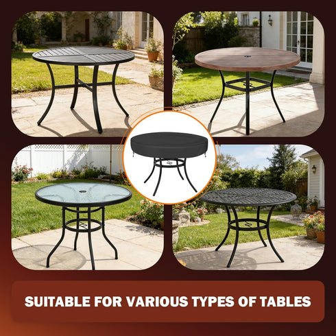 22-24 Inch TOHONFOO Round Coffee Table Cover - Waterproof Anti-UV Round Patio Table Cover - Fits Outdoor Table Up