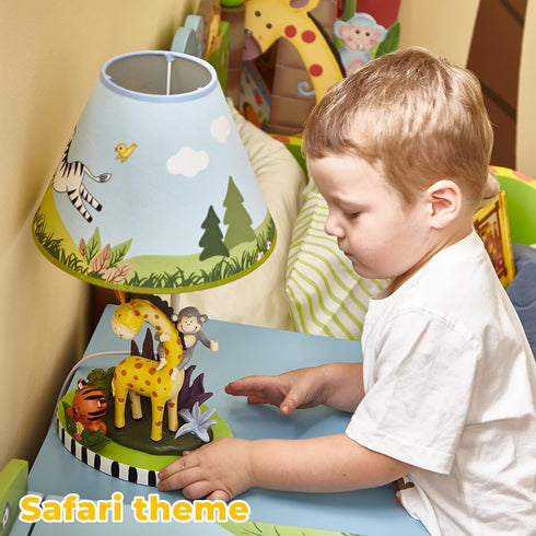 Fantasy Fields - Sunny Safari Animals Thematic Kids Table Lamp, for Girls & Boys Rooms with Printed Zebra Lampshade
