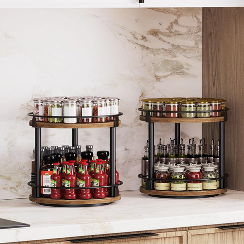 Set 2 2-Tier Countertop, SR22L2BR YATINEY Spice Rack, of Lazy Susan Organizer, Turntable Organizer, Rotating Spice Rack
