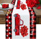 Valentine Table Runner, Red Black Buffalo Plaid Dresser Scarves with Heart Shape Balloon for Holiday Decor, 13x90inch