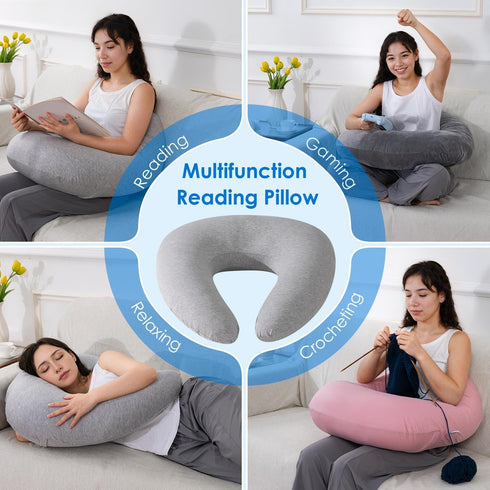 QUEEN ROSE Reading Pillow, Gaming Pillow for Lap, Sitting in Bed or Sofa, Extra Arm Rest for Reading, Playing