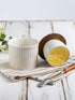 Countertop, Ceramic Butter Crock, Butter Dish with Lid for French Butter Keeper, Classic Stripe Pattern, White