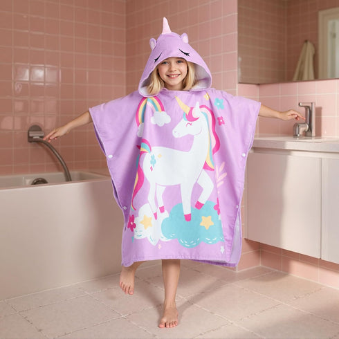 30"x30" Joiedomi Kids Beach Towels with Hood for Girls Purple Unicorn Hooded Toddler Bath Towel Quick Dry Soft
