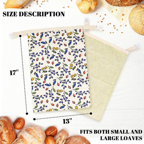 EHZYP 17x13 Inch (Berry-1PCS) Beeswax Bread Bags - Reusable Bread Storage Bags,Bees Wax Lined Bread Bags for Home Cooks