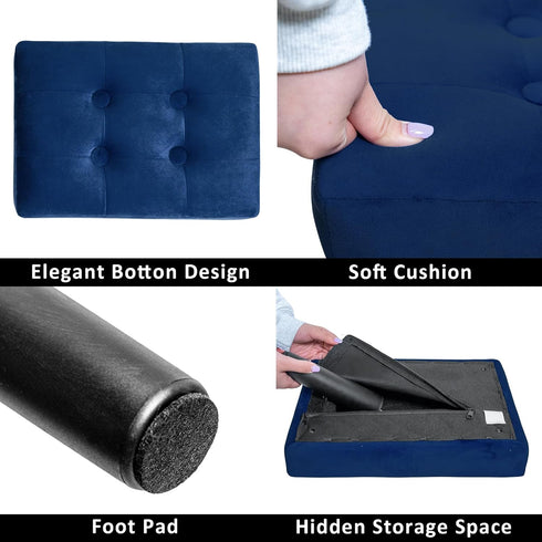 CAROLMADE Ottoman Foot Rest, Velvet Small Ottoman Foot Stool with Legs Modern Footstool Ottomans for Living Room