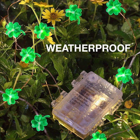 13 40 8 Yiaht St. Patrick's Day Lights Shamrock String Lights Battery Operated Feet LEDs Mode with Remote Lucky Clover