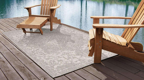 Unique Loom Outdoor Collection Area Rug - Dubai (2' 2' x 3' 1' Rectangle, Gray/ Ivory) by Unique Loom