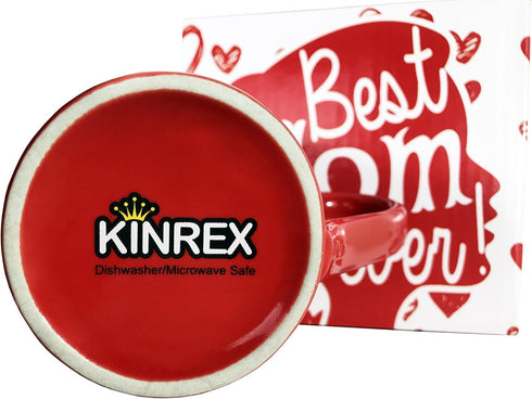 KINREX Best Mom Ever Mug, 12 oz, Red Coffee Cup for Mothers Day, Christmas, Birthday Gifts